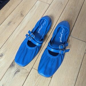 Free People Gemini Ballet Flats Mary Janes in Cobalt